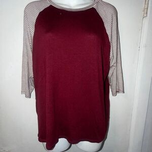 DEE ELLY STITCHFIX Burgundy Radley Raglan Top-XL NWT!